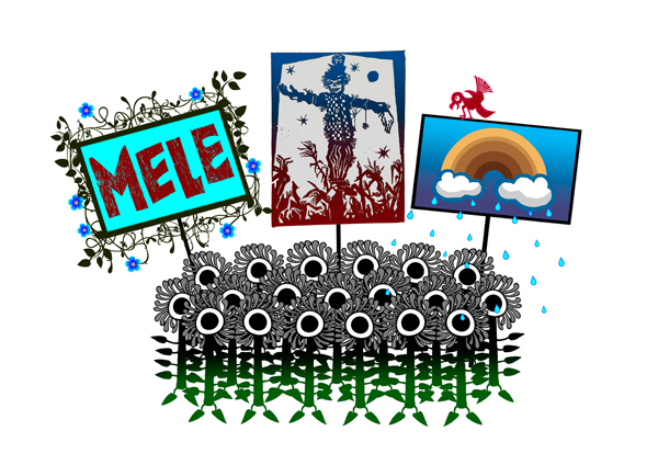 Manifestación de girasoles de Mele - Remix digital de Marcelo Pombo